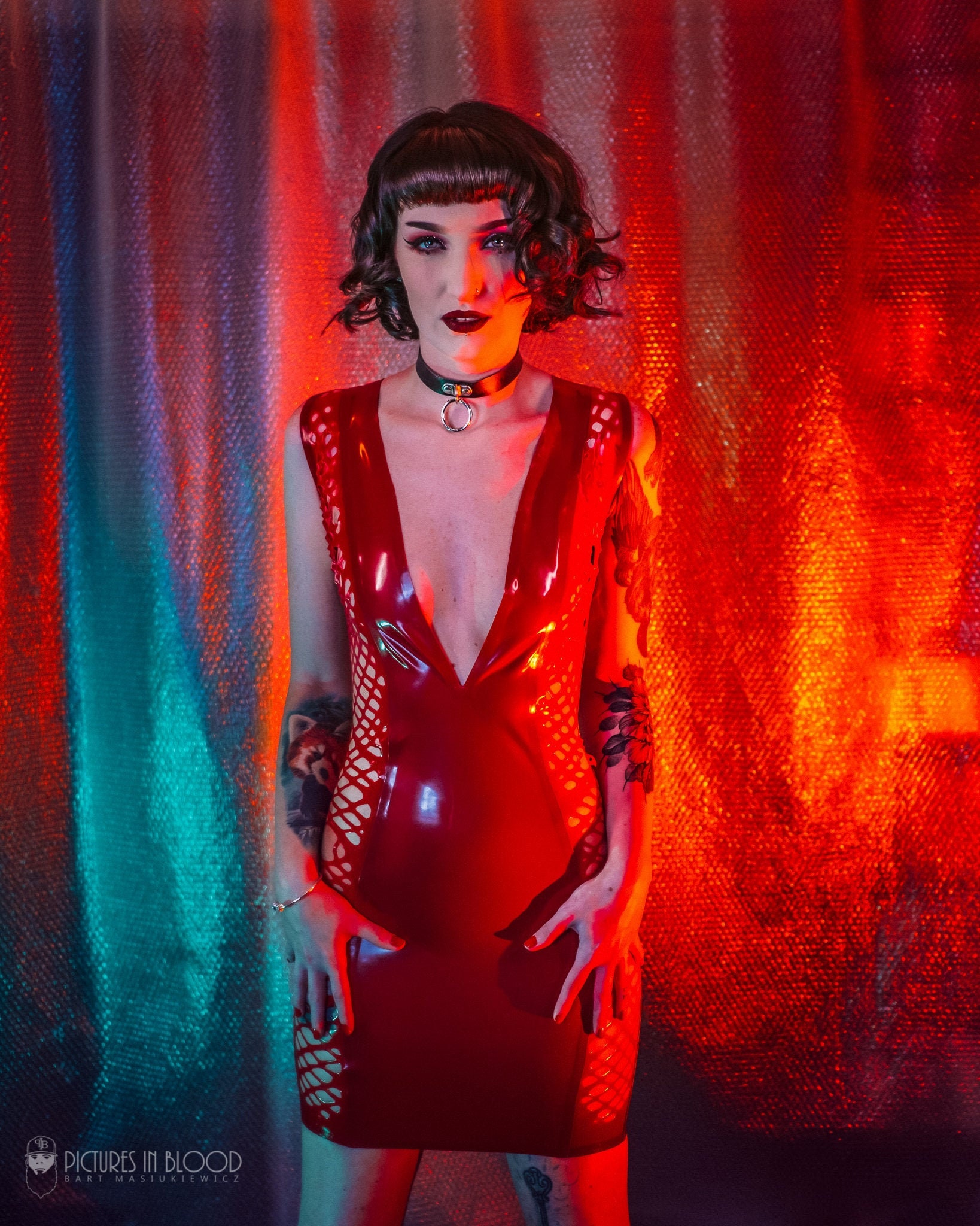 Image of Ivy Mini Pencil Dress in Red Or Any Colour Latex