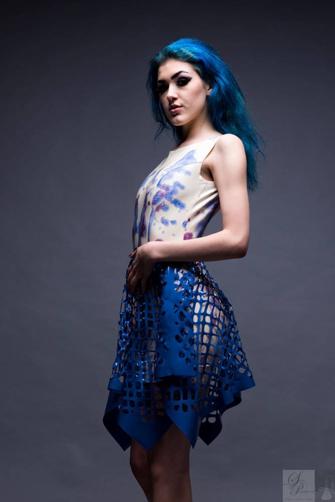 Image of Handkerchief Latex Mesh Skirt in Bluebell Or Any Colour