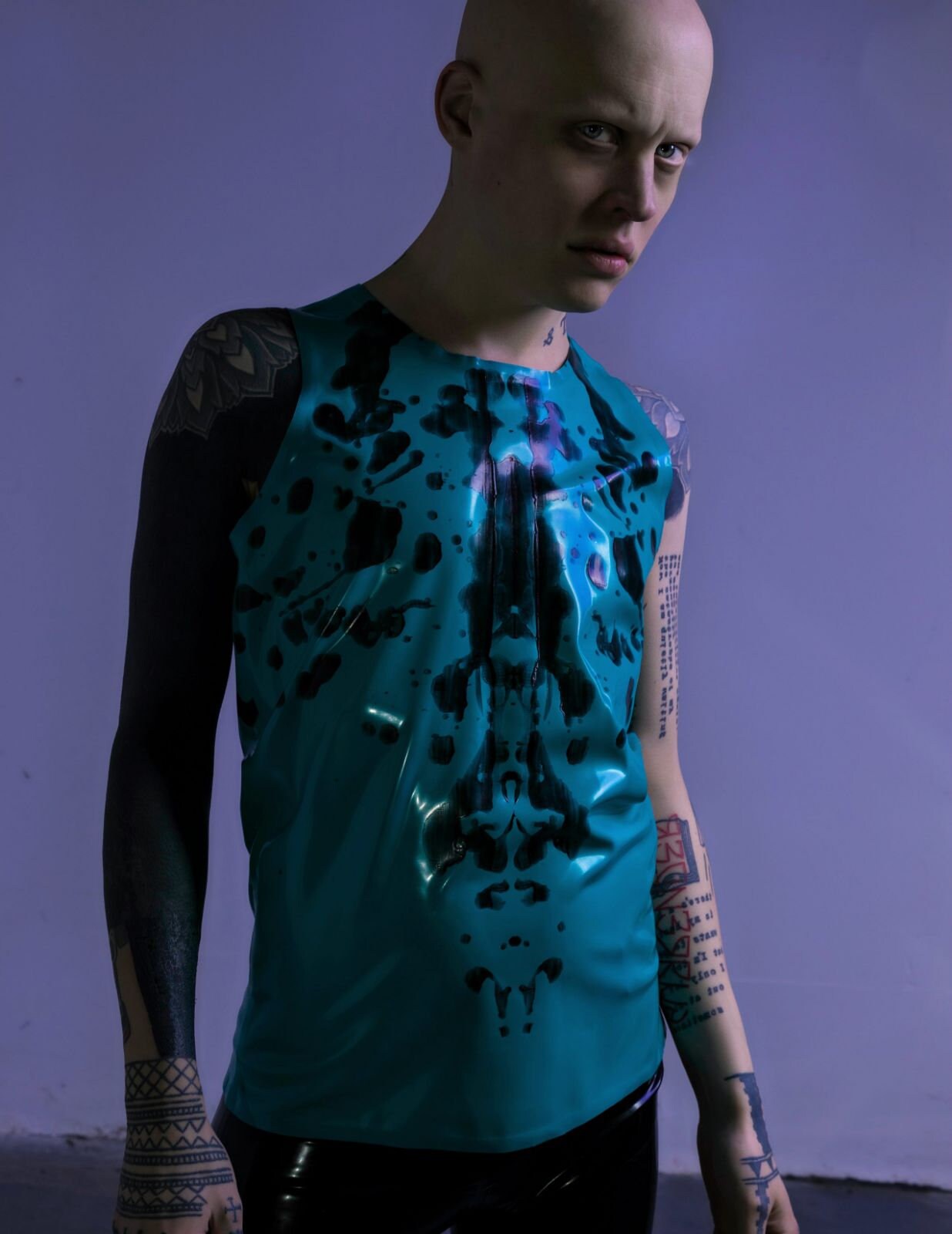 Image of Ink Blot Latex Vest On Turquoise Or Any Colour
