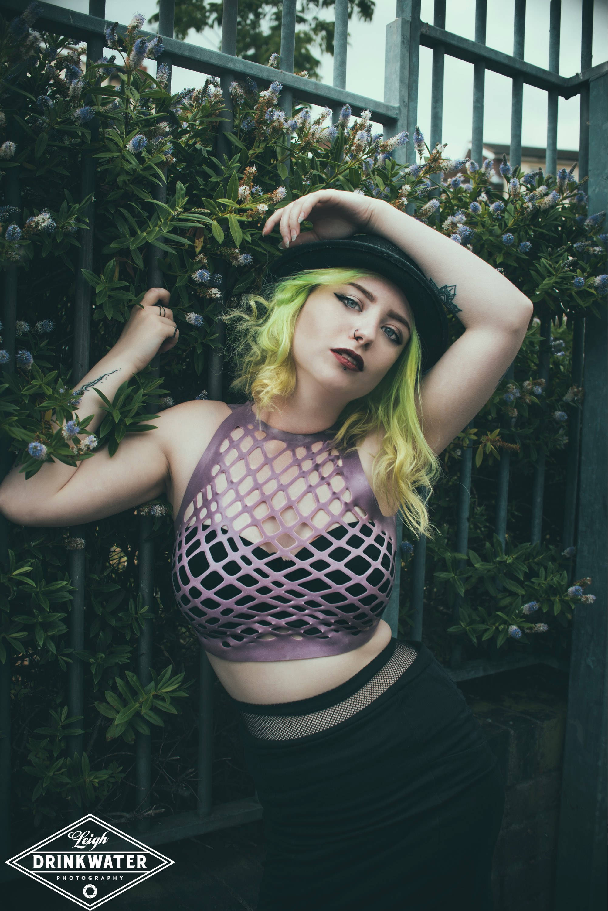 Image of Alexa Crosshatch Mesh Latex Crop Top in Mauve Or Any Colour