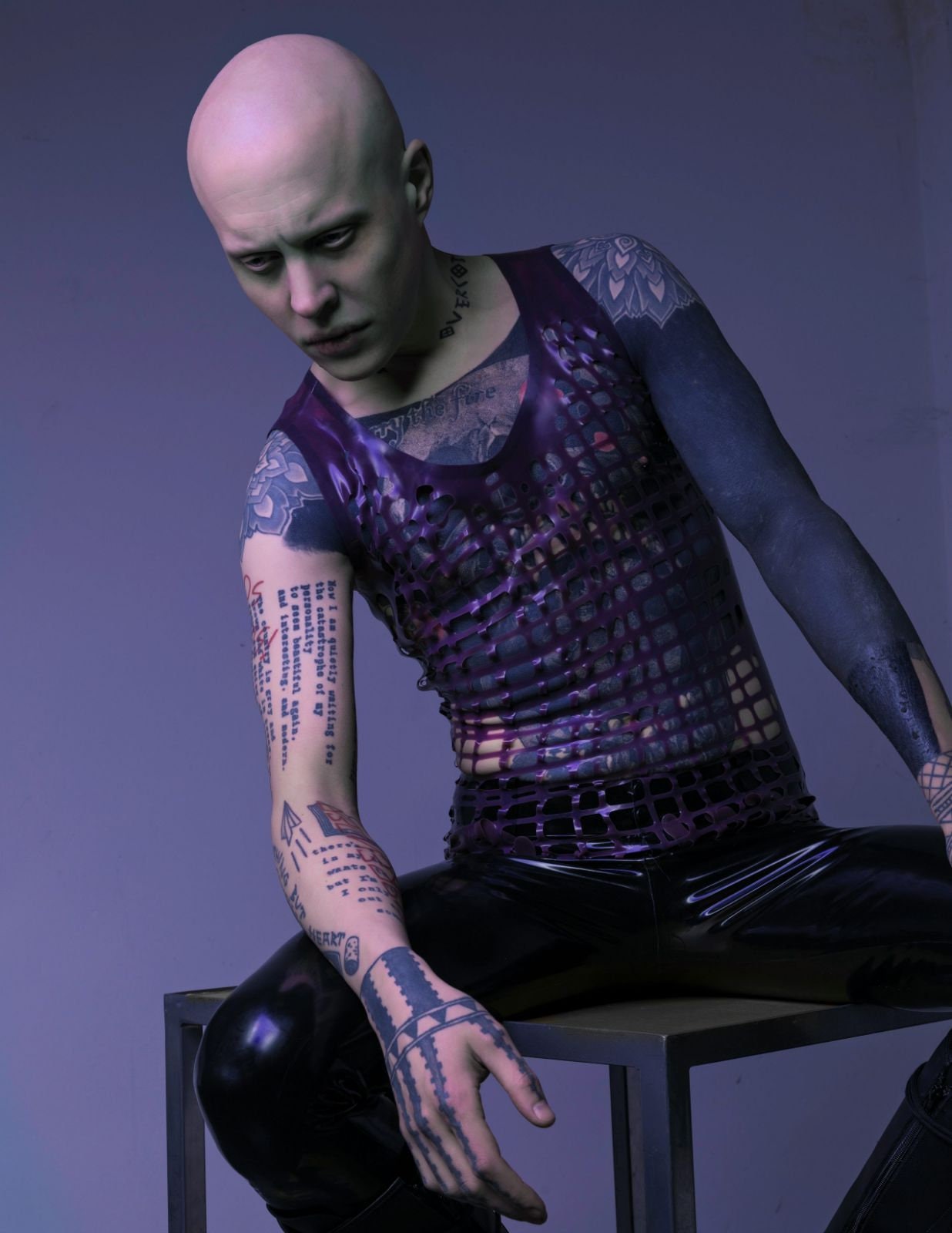 Image of Sample - Grid Mesh Latex Vest in Purple