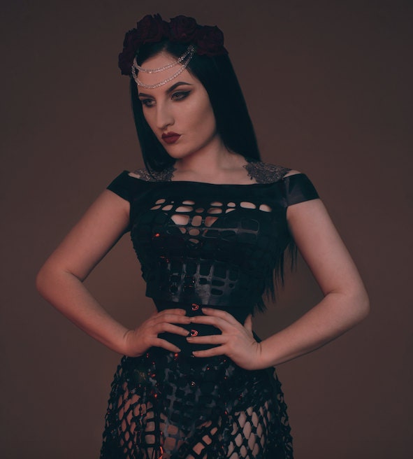 Image of Bardot Off-The-Shoulder Latex Grid Mesh Crop Top in Black Or Any Colour