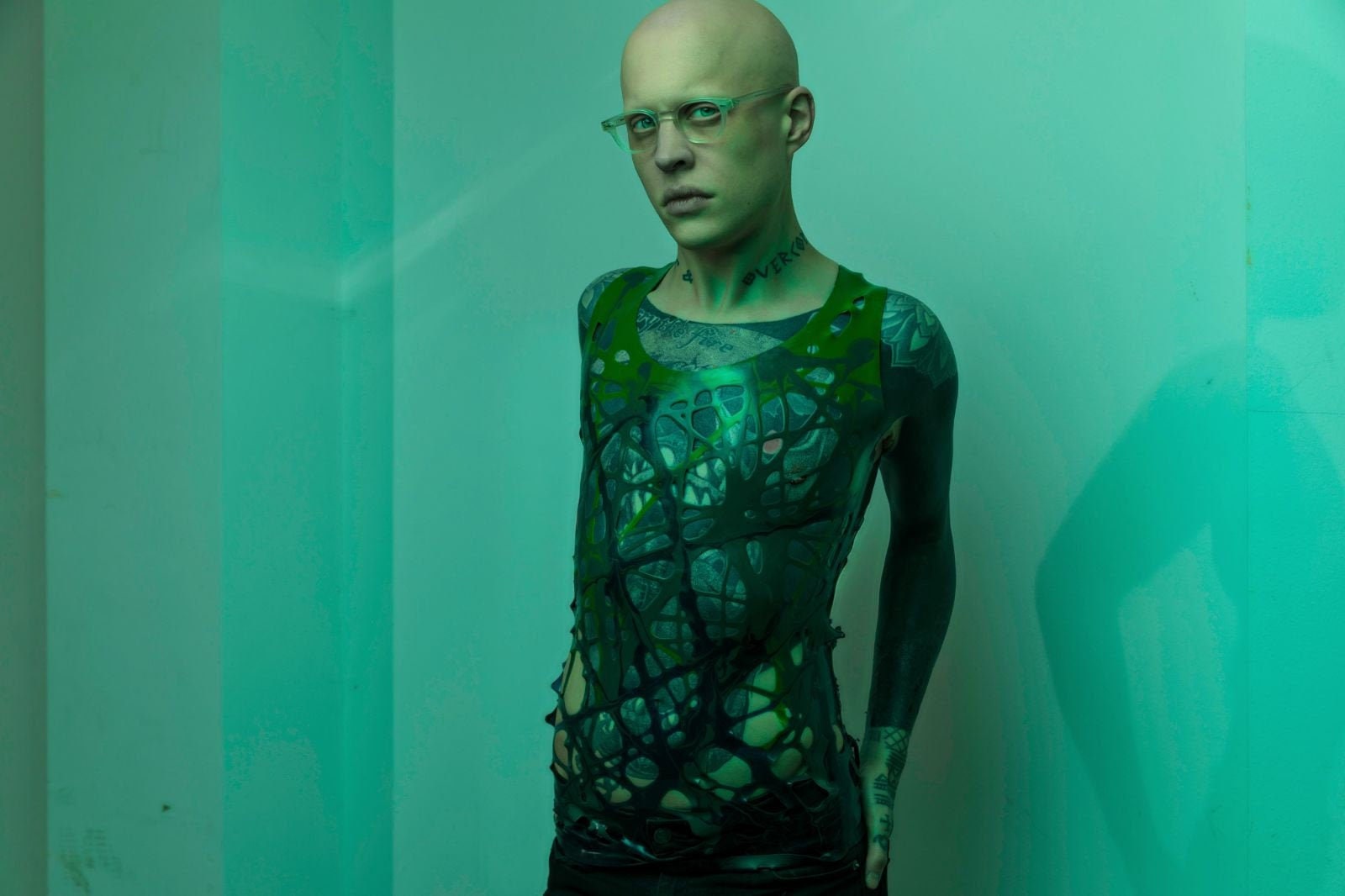 Image of Bird's Nest Mesh Latex Vest in 3 Colour Ombre