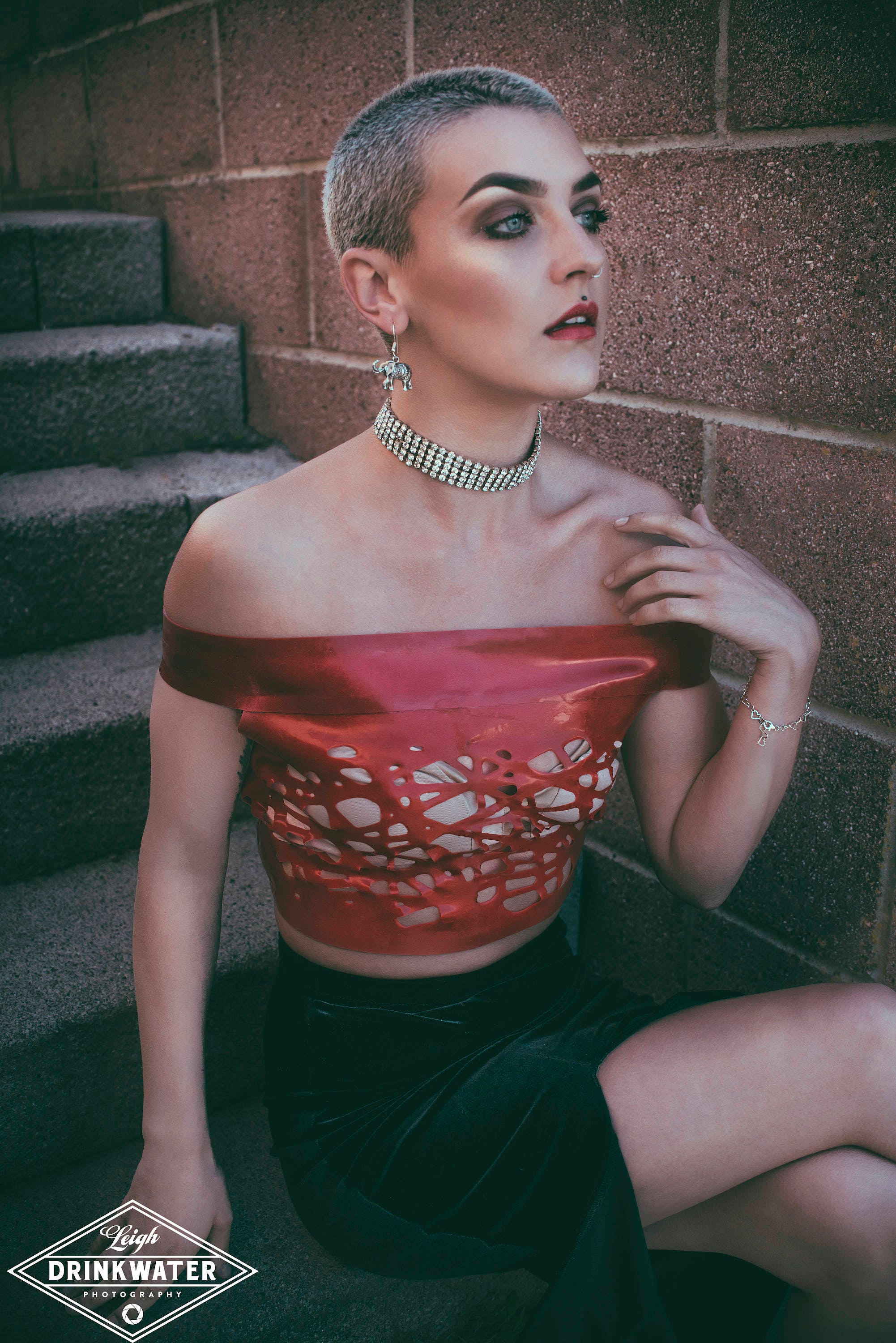 Image of Bardot Off-The-Shoulder Bird's Nest Mesh Latex Crop Top in Red Or Any Colour