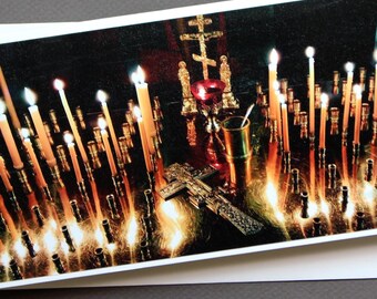 Panoramic Photo Handmade Card, Greeting Card, Handmade Religious Greeting Card, Panorama, Candles, Newly Illumined