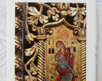Orthodox Christmas Notecard, Theotokos Iconography, Religious Greeting Card, Photo Greeting Card, Blank Card, Balkans Monastery