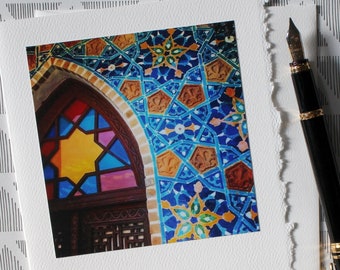 Handmade Greeting Card, Photo Greeting Card, Tile Pattern, Luxury Notecard, Travel Photo, Handmade Notecard, Republic of Georgia, Bath House