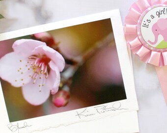 New Baby Card, Baby Girl Card, Handmade Greeting Card, Baby Shower Card, Spring Notecard, Spring Flower Greeting Card, Flower Photo, Blush
