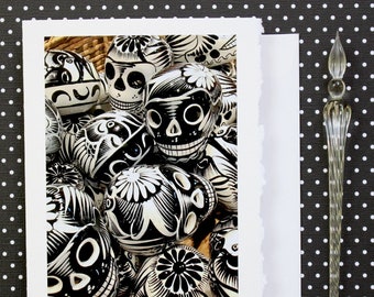 Sugar Skulls Halloween Card, Mexico Card, Day of the Dead Card, Halloween Greeting, Dia De Los Muertos Card, Handmade Notecard, Skull Card