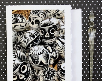 Sugar Skulls Halloween Card, Mexico Card, Day of the Dead Card, Halloween Greeting, Dia De Los Muertos Card, Handmade Notecard, Skull Card