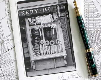 Black and White Photo Card, Travel Photo, New York City, Soho Bakery, Lost NYC Photograph, Handmade Greeting Card, Blank Photo Greeting Card