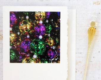 Mardi Gras Greeting Card, Mardi Gras Beads Photo, Fat Tuesday, Carnival Note, Carnival Beads Card, Travel Photo New Orleans, French Quarter