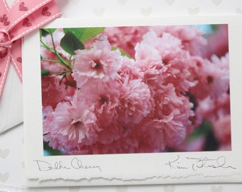 Cherry Blossom Photo Card, Wedding Engagement Card, Baby Shower Card, Spring Florals, Flower Photo Greeting, Handmade Luxury Greeting Card