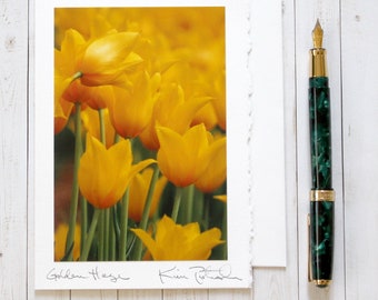 Handmade Greeting Cards, Tulips Greeting Card, Easter Card, Spring Greeting Card, Mother's Day, Blank Notecard, Flower Photo, Golden Haze