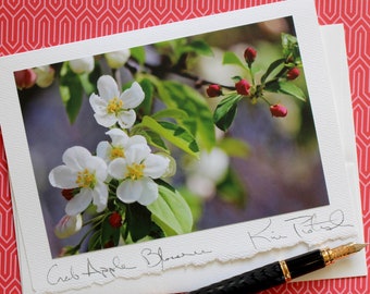 Valentine's Day Card, Wedding Card, Handmade Greeting Card, Flower Greeting Card, Any Occasion Notecard, Blank Card, Crabapple Blossom