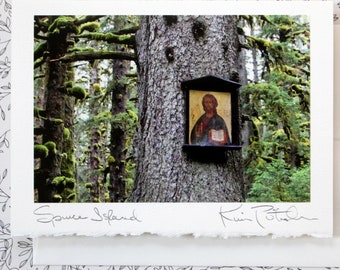 Spruce Island Icon, Orthodox Card, Eastern Orthodox Card, Handmade Religious Greeting Card, Christ Icon, Photo Notecard, Handmade Greeting