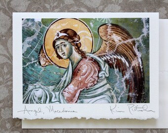 Angel Notecard, Angel Greeting Card, Monastery Angel, Handmade Greeting Card, Angel Notecard, Orthodox Iconography, Macedonia Travel Photo