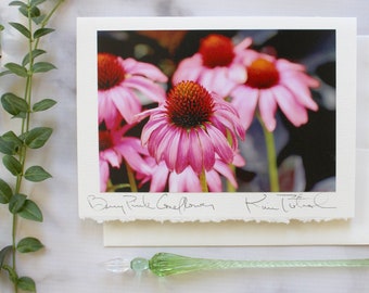 Birthday Card, Floral Greeting Card, Flower Photography, Any Occasion Greeting Card, Blank Notecard with Envelope, Pink Berry Coneflower