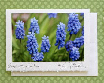 Spring Greeting Card, Flower Notecard, Spring Florals, Handmade Greeting Cards, Handmade Note, Blank Card, Flower Photo, Grape Hyacinth