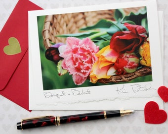 Tulip Greeting Card, Birthday Card, Handmade Greeting Card, Blank Card, Tulip Photo, Spring Note, Luxury Notecard, Bouquet & Basket
