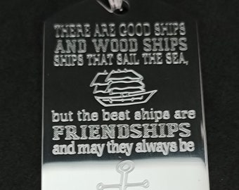 Friendship Dog Tag, Best Friend for Him, Anchor dog tag , Personalized Necklace, Military friendship,