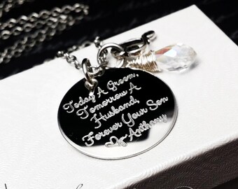 Mother Of The Groom +  Mom necklace + Engraved Jewelry + Personalized Jewelry + Mother in law + Wedding Gift For Mother of Groom
