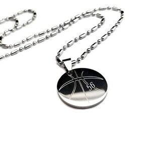Basketball pendant necklace + basketball dog tag pendant + sports + bball necklace + basketball sport necklace for son + basketball pendant