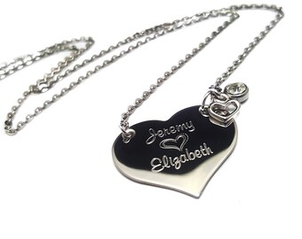 Regalos para ella + Collar con nombre en forma de corazón para parejas + Regalos para ella + Joyas grabadas + Collar con nombre en forma de corazón + Joyas para el día de San Valentín