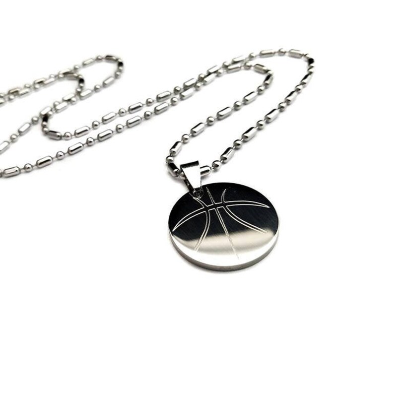 Basketball Pendant Necklace Basketball Dog Tag Pendant Etsy