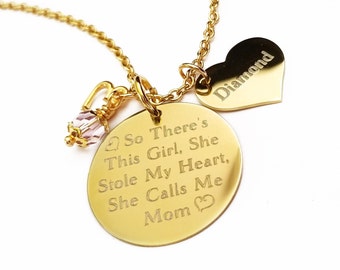 Personalized Mother Daughter Jewelry, Engraved Mom Daughter Necklace, Custom  Engraved Jewelry, Birthstone Jewelry, Mothers Necklace