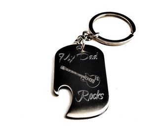 Father's Day, Son, Bottle opener, Key-ring, Personalized, Engraved, My Dad Rocks