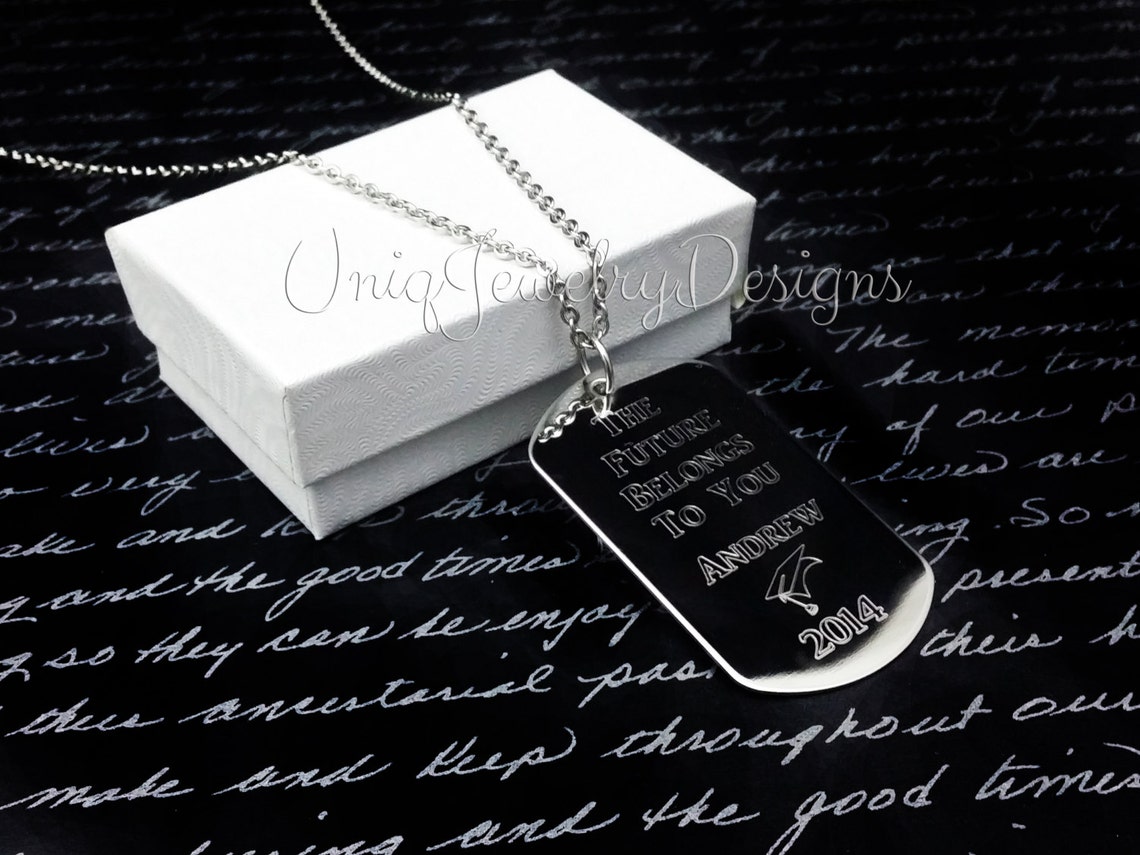 Graduation Jewelry Graduation Dog Tag Engraved Dog Tag Etsy