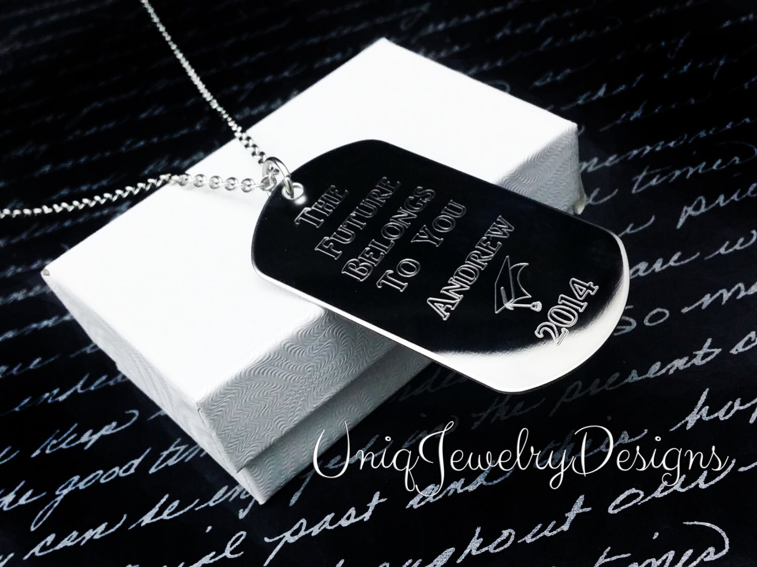 Graduation Jewelry Graduation Dog Tag Engraved Dog Tag Etsy