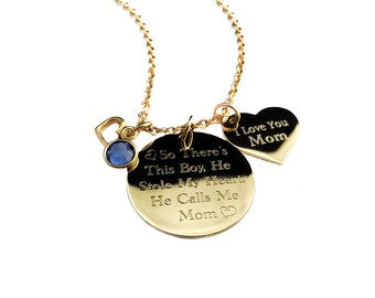 So there's this boy who stole my heart, Mother Son Jewelry + Son Mom necklace + Engraved Jewelry + Personalized Jewelry + Mothers day gift