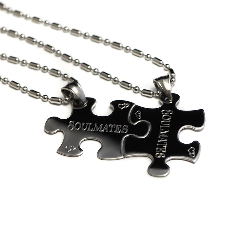 Puzzle Piece Necklace, Couples Jewelry, Engraved Jewelry, Valentine