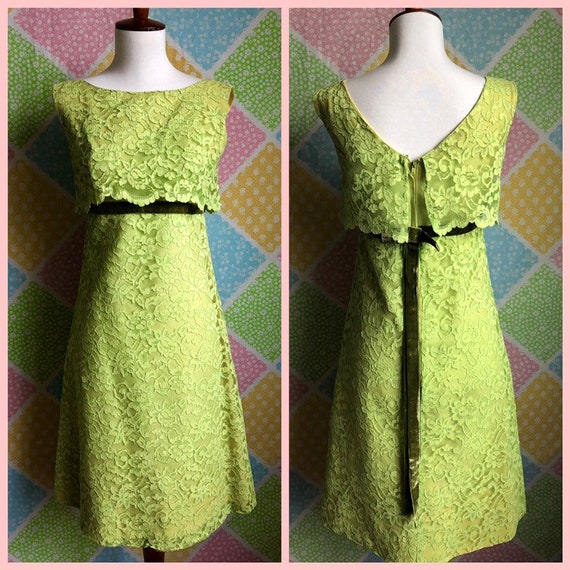 green lace overlay dress