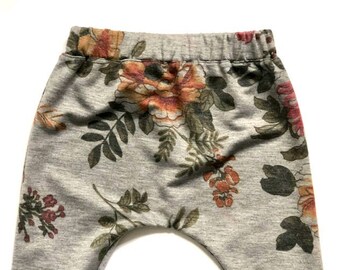 Mini Souls Orange Bloom Grey Harem Pants