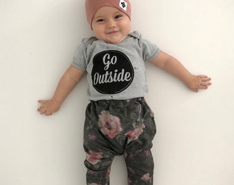 Mini Souls Pink Bloom Charcoal Harem Pants