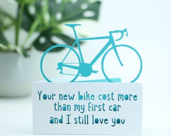 Funny Cyclist Birthday Card: Paper Cut Bike Design