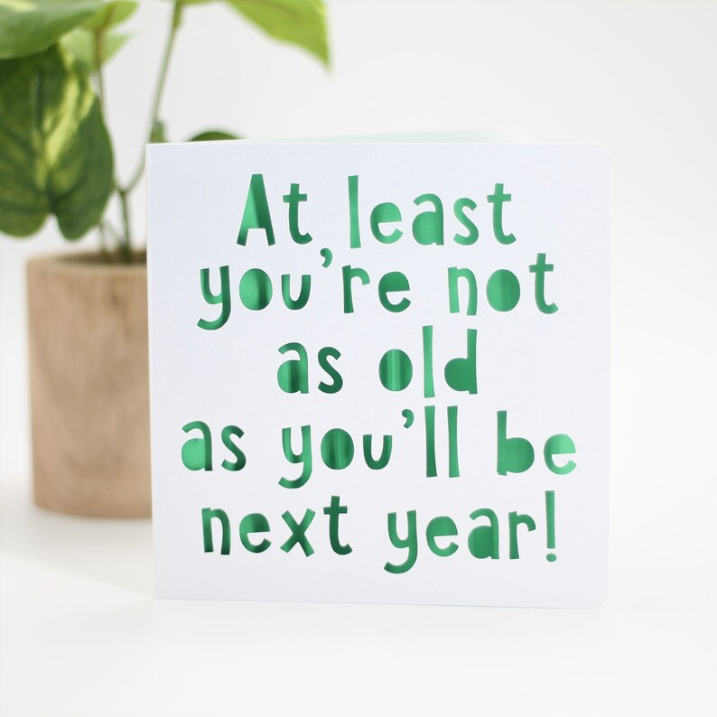 At least you're not as old as you'll be next year, birthday card, happy birthday card, gay birthday card, snarky birthday, old age card image 6