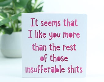 It seems that I like you more than the rest of those insufferable shits