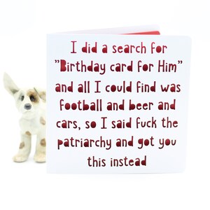 Fuck the Patriarcat, carte alternative, anniversaire, carte pour lui, anniversaire de petit ami de mari, carte sarcastique, pas de carte-cadeau, carte d'anniversaire sarcastique