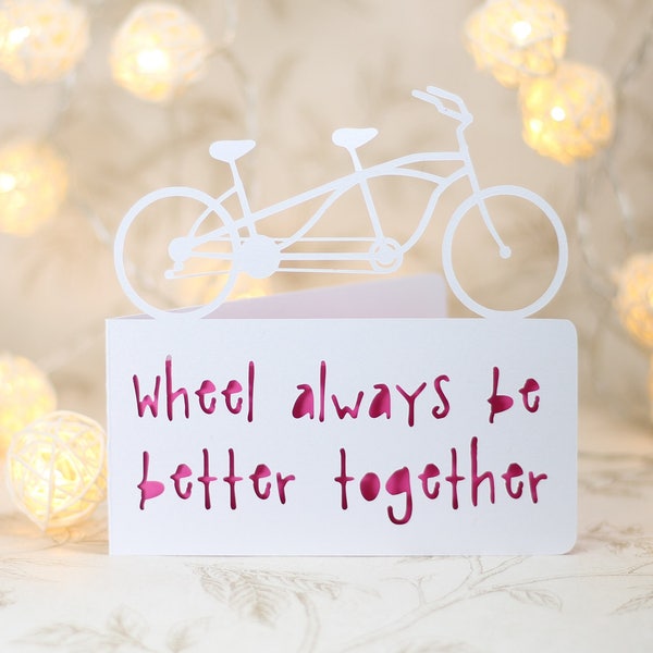 Tandem Bicycle Birthday Card: Paper Cut Cyclist Card