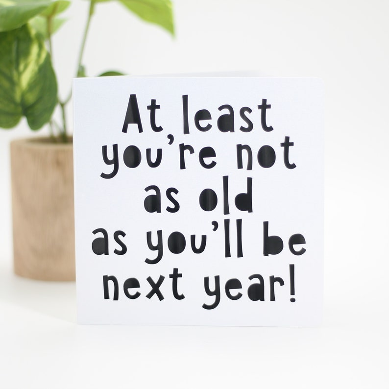 At least you're not as old as you'll be next year, birthday card, happy birthday card, gay birthday card, snarky birthday, old age card image 4