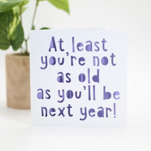At least you're not as old as you'll be next year, birthday card, happy birthday card, gay birthday card, snarky birthday, old age card image 5