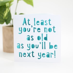 At least you're not as old as you'll be next year, birthday card, happy birthday card, gay birthday card, snarky birthday, old age card image 2