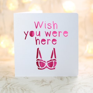 Wish you were here, Sexy birthday card, sexy missing you, boyfriend husband card, girlfriend wife card, underpants, inappropriate, gay card