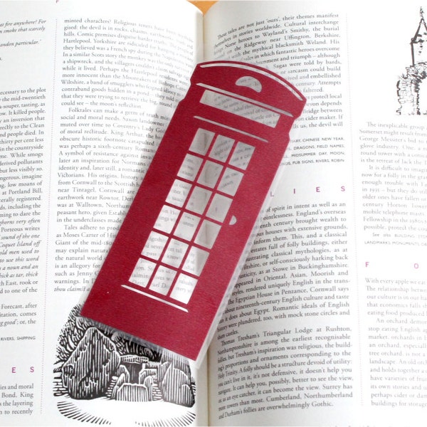 English Phonebox Silhouette papercut Bookmark