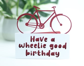 Bike Birthday Card: Paper Cut Cyclist Card