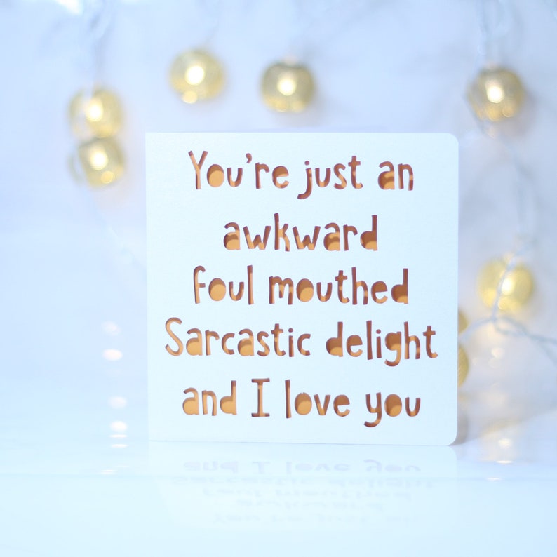You/'re just an awkward foul mouthed sarcastic delight and I love you